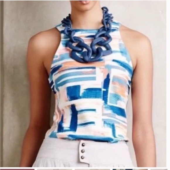 Anthropologie Deletta Brushstroke Isa High Neck Tank Size XS - Picture 2 of 7